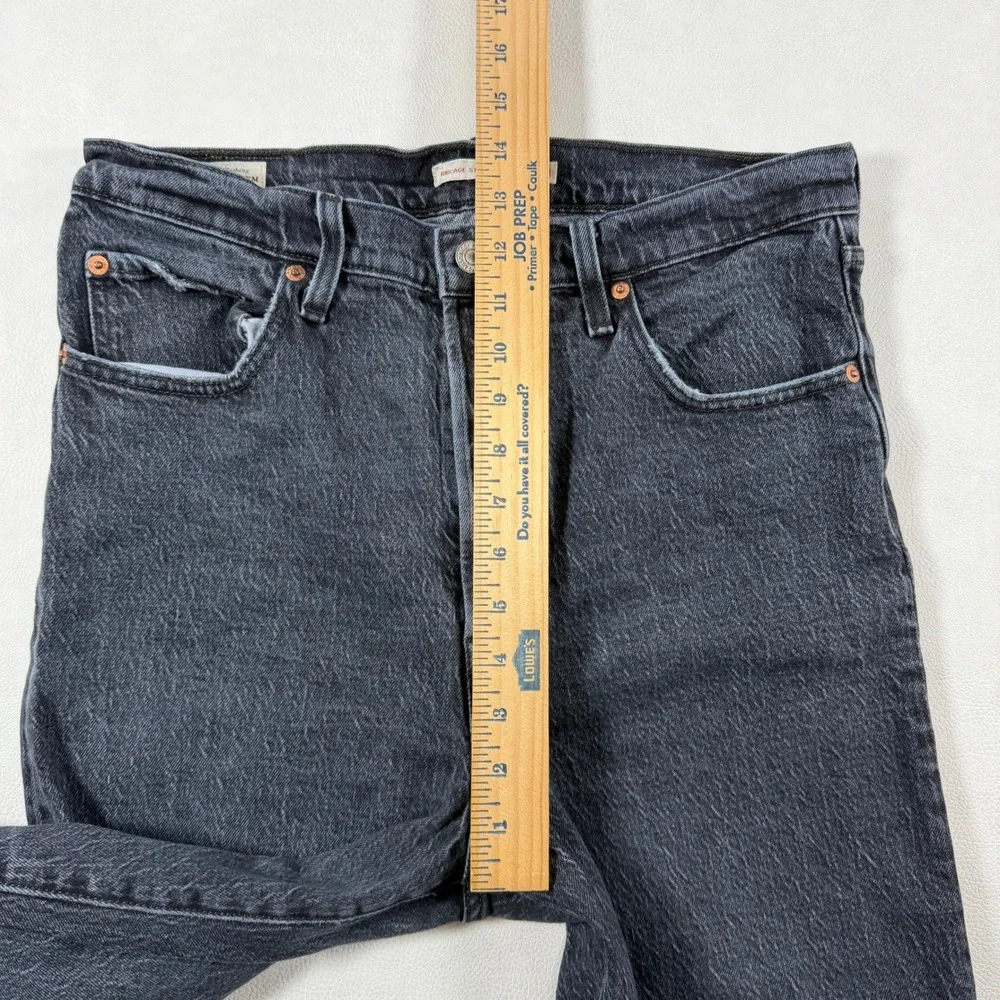 Levis‎ Premium Big E Ribcage Straight Ankle Jeans Womens 31 Washed Black
